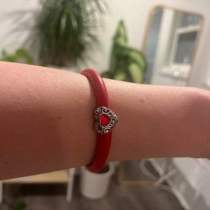 Brighton Woodstock Red Leather Bracelet with Heart!